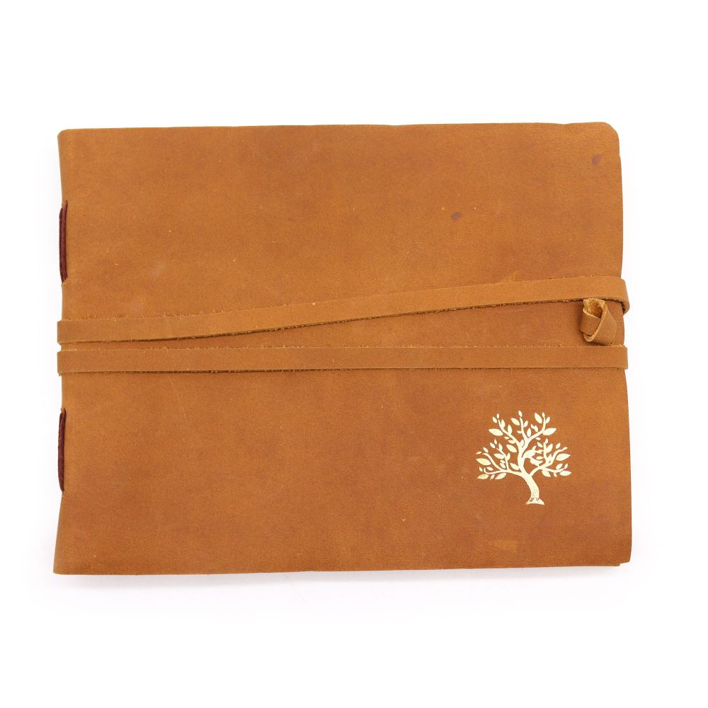 Leder Notizbuch Golden Tree – Skizzenbuch mit Prägung, 144 Seiten, handarbeit