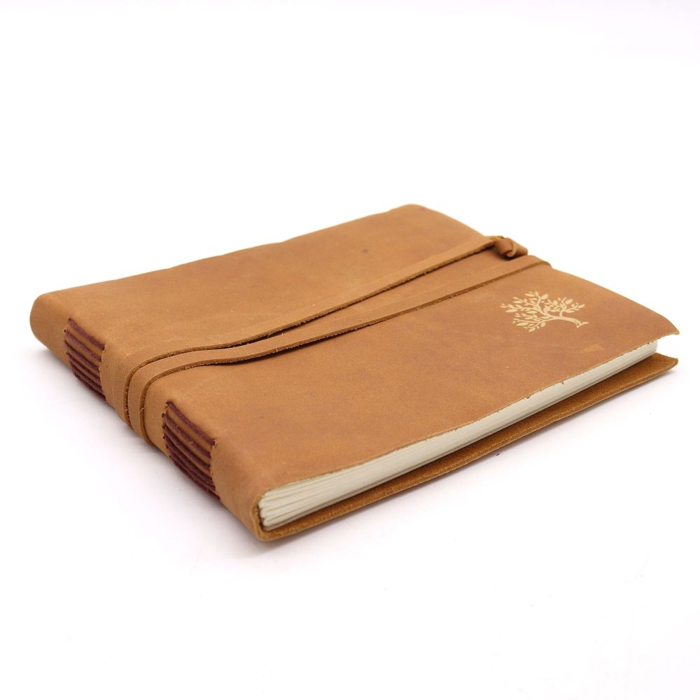 Leder Notizbuch Golden Tree – Skizzenbuch mit Prägung, 144 Seiten, handarbeit