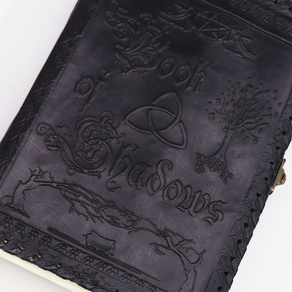 Großes Leder Notizbuch - Book of Shadows Design, 200 Seiten handgemacht - Unikat