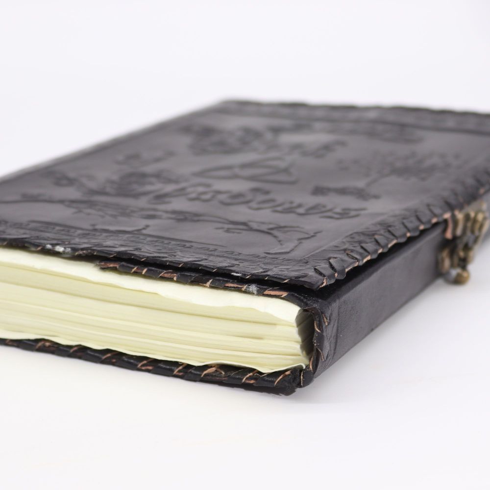 Großes Leder Notizbuch - Book of Shadows Design, 200 Seiten handgemacht - Unikat