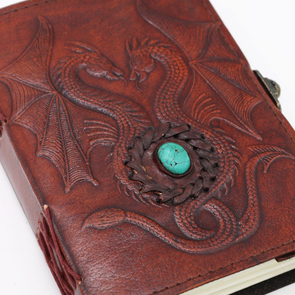 Leder Notizbuch groß – geprägtes Design, 200 Seiten, handgefertigt Unikat