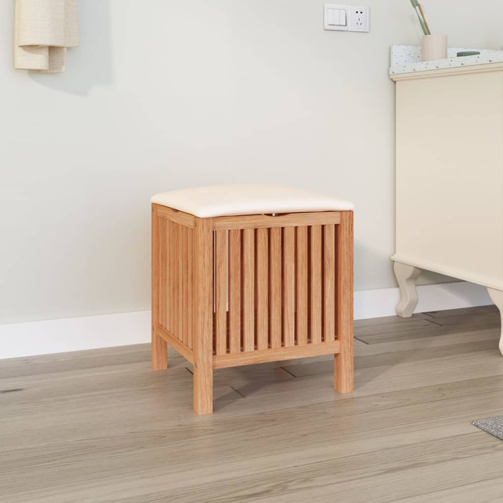 Massiver Nussbaum Badhocker mit Sitzkissen und Stauraum für Bad & Schlafzimmer