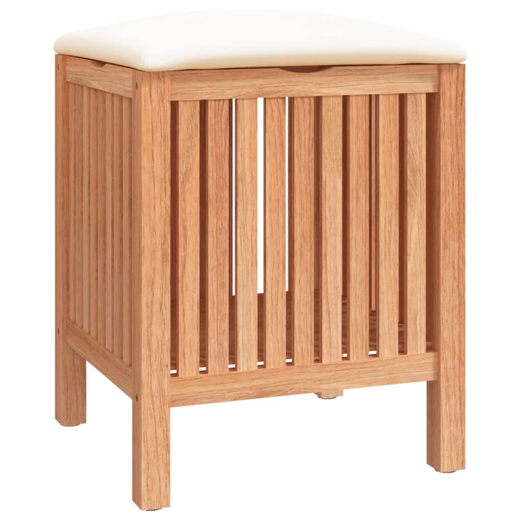 Massiver Nussbaum Badhocker mit Sitzkissen und Stauraum für Bad & Schlafzimmer