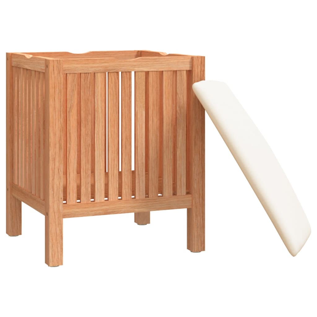 Massiver Nussbaum Badhocker mit Sitzkissen und Stauraum für Bad & Schlafzimmer