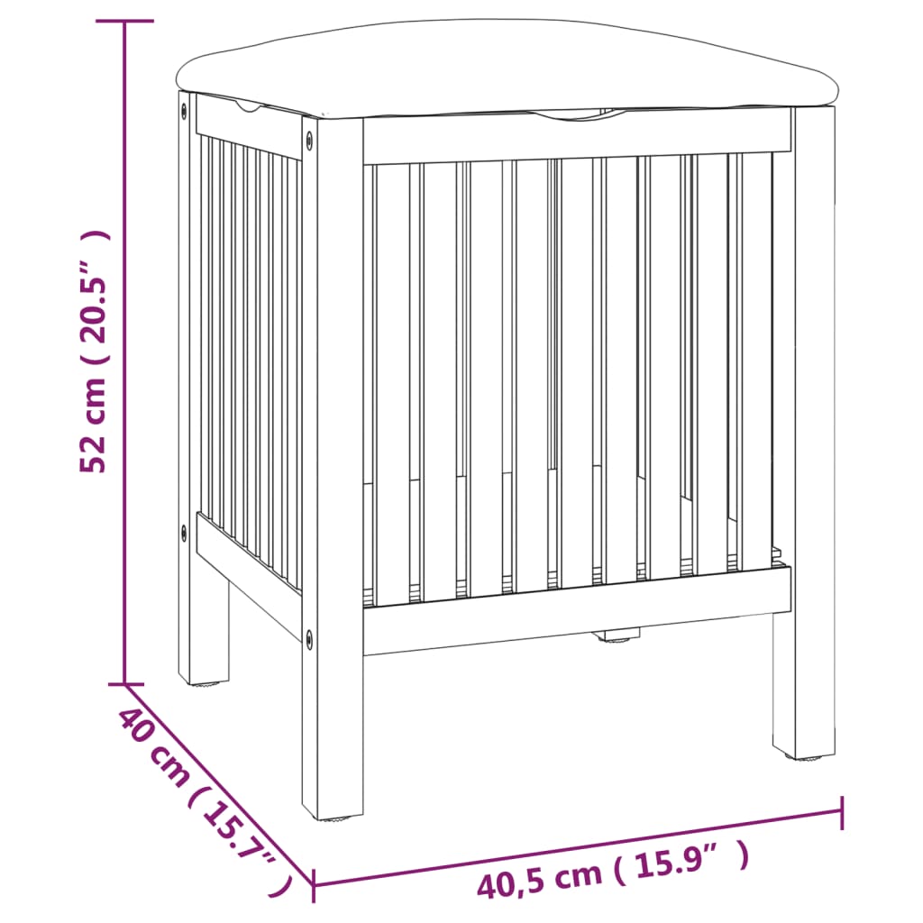 Massiver Nussbaum Badhocker mit Sitzkissen und Stauraum für Bad & Schlafzimmer