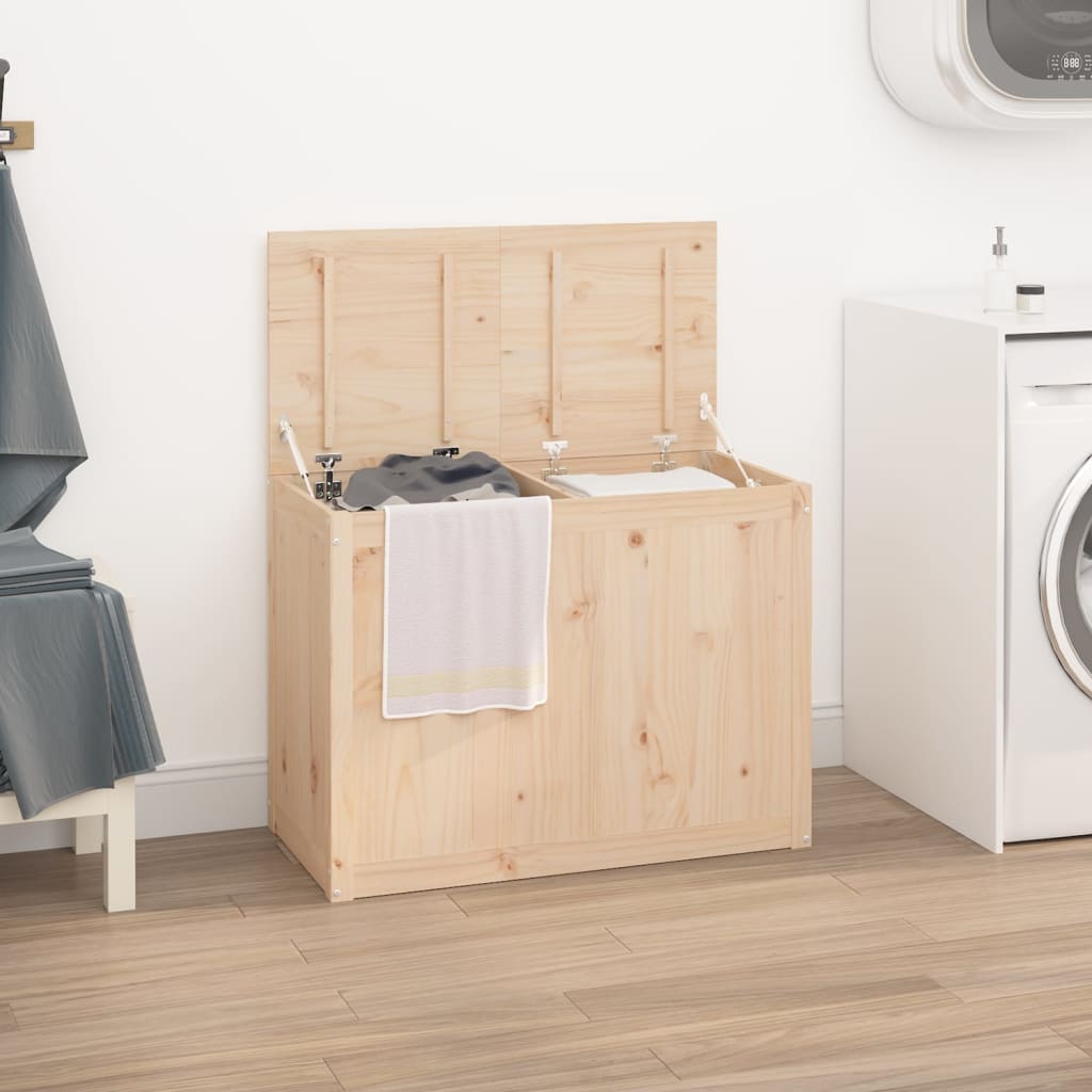 Wäschebox aus Kiefernholz – rustikal, mit zwei Fächern, robust und vielseitig
