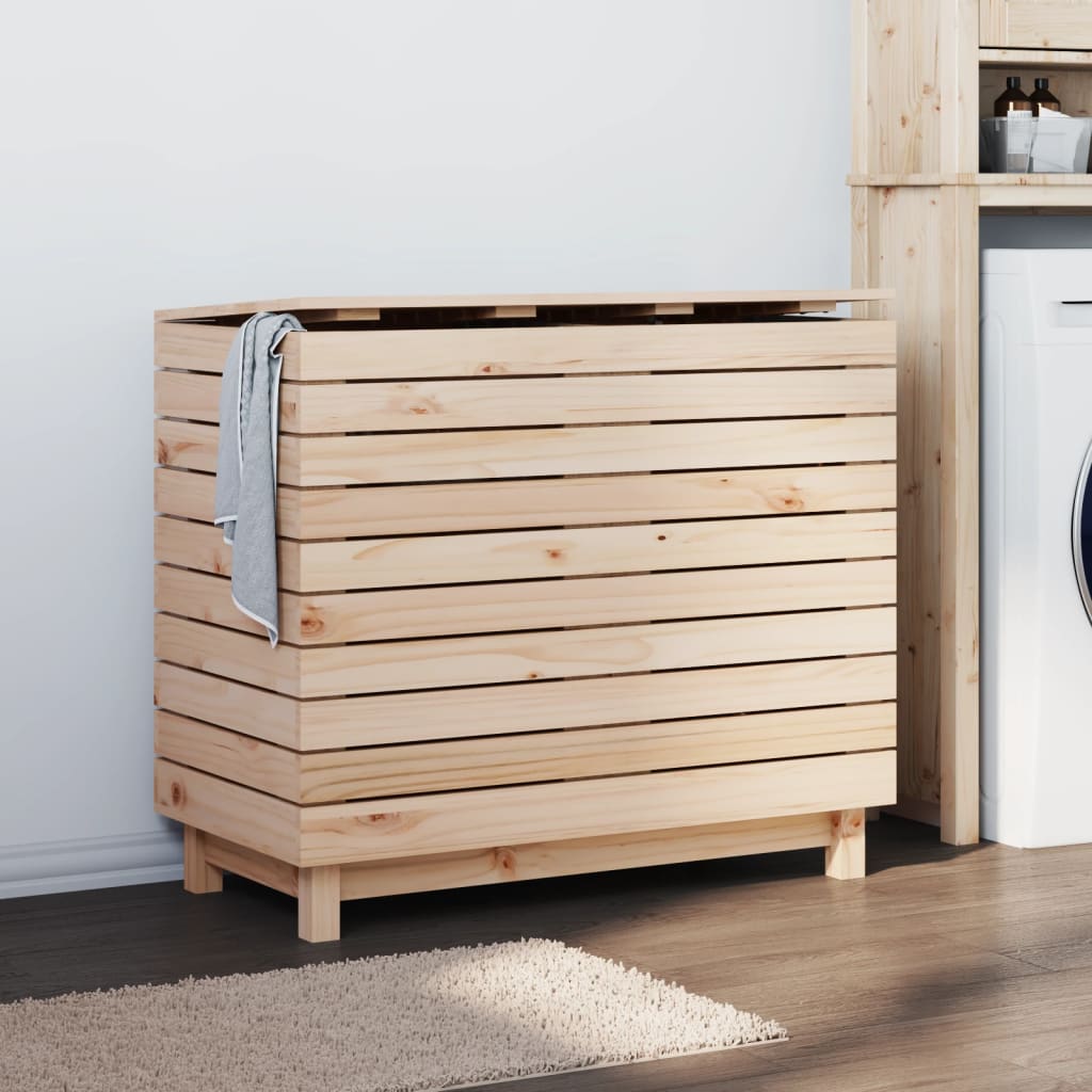 Wäschebox aus Kiefernholz – viel Stauraum, Schutzdeckel und rustikales Design