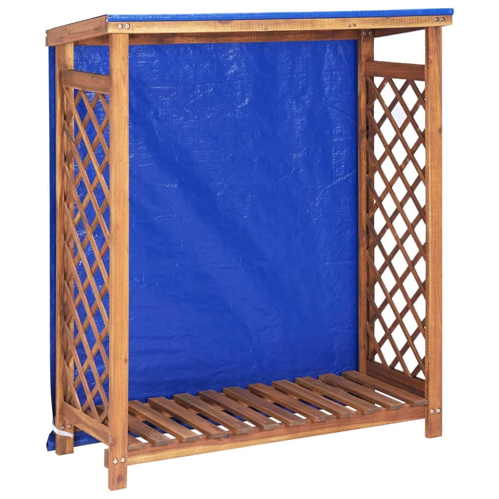Brennholzregal aus Akazienholz– robustes Holzlager mit Dachschräge - 105 cm