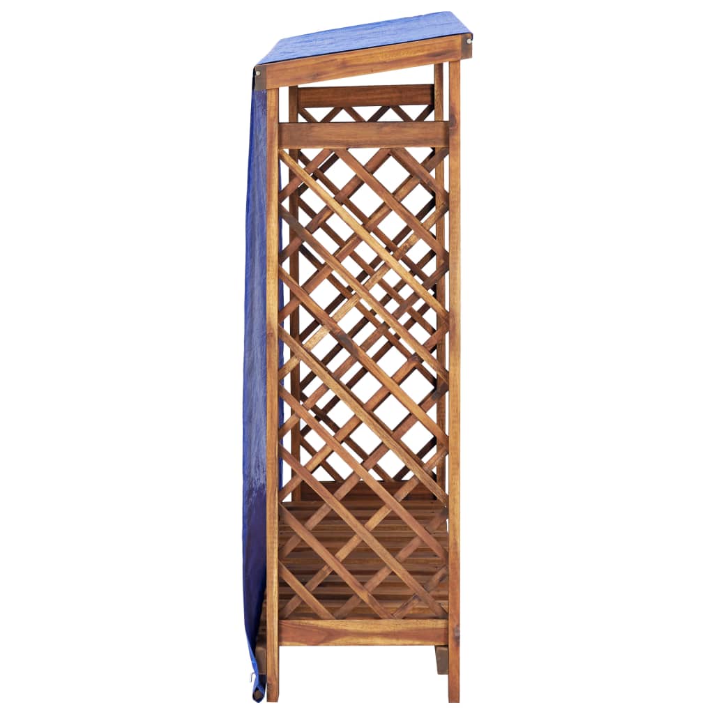 Brennholzregal aus Akazienholz– robustes Holzlager mit Dachschräge - 105 cm