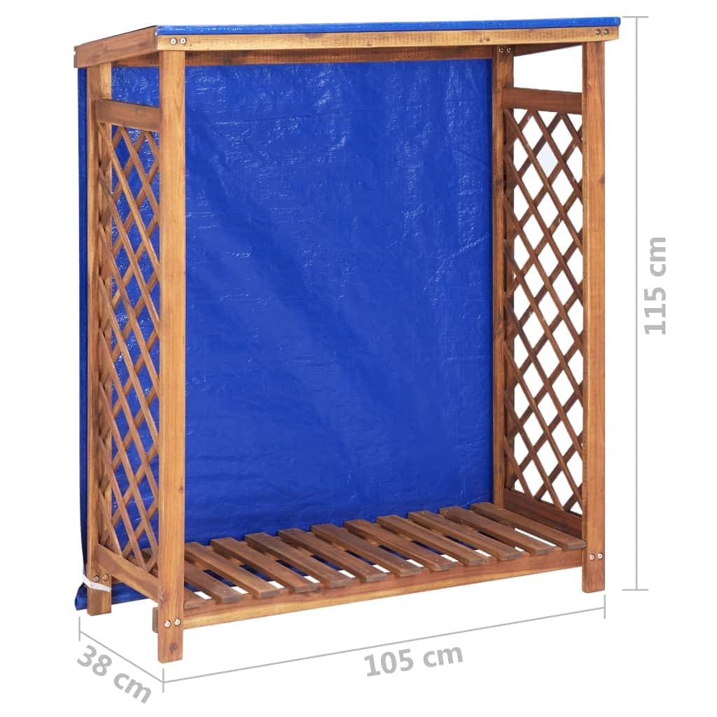 Brennholzregal aus Akazienholz– robustes Holzlager mit Dachschräge - 105 cm