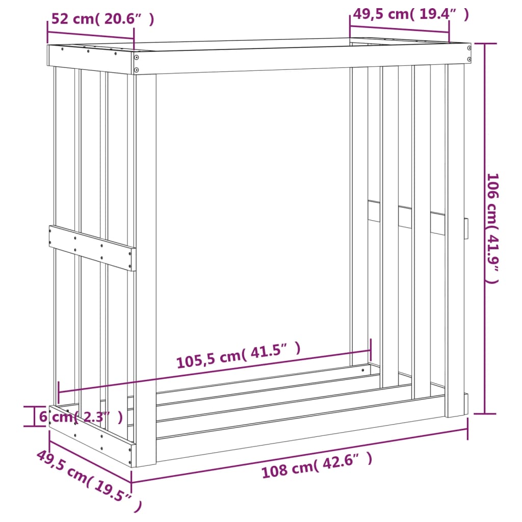 Outdoor Holzregal Kiefer – Kaminholzunterstand mit integriertem Pflanzgefäß
