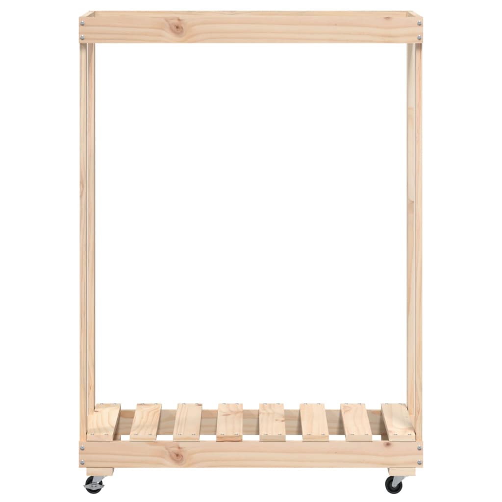 Kaminholzständer auf Rollen – mobiles Brennholzregal aus Kiefer - 108 cm