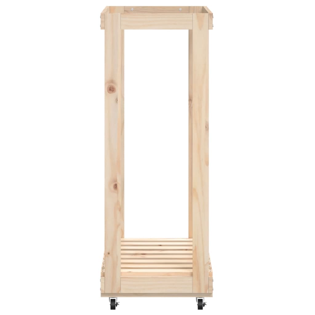 Kaminholzständer auf Rollen – mobiles Brennholzregal aus Kiefer - 108 cm