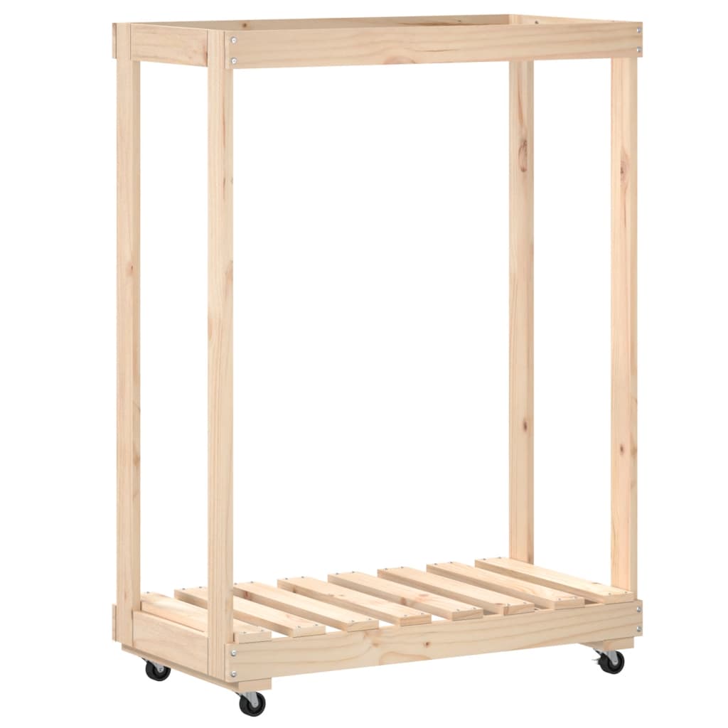 Kaminholzständer auf Rollen – mobiles Brennholzregal aus Kiefer - 108 cm