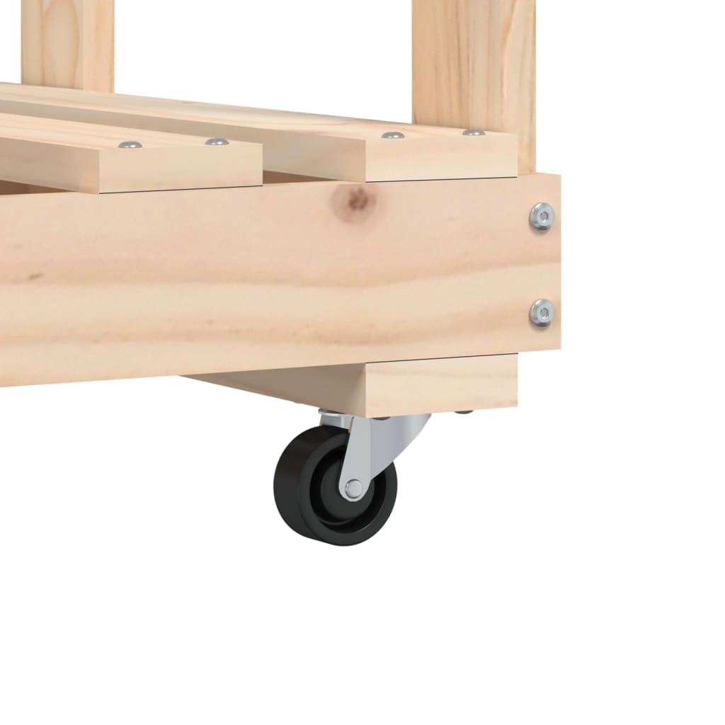 Kaminholzständer auf Rollen – mobiles Brennholzregal aus Kiefer - 108 cm