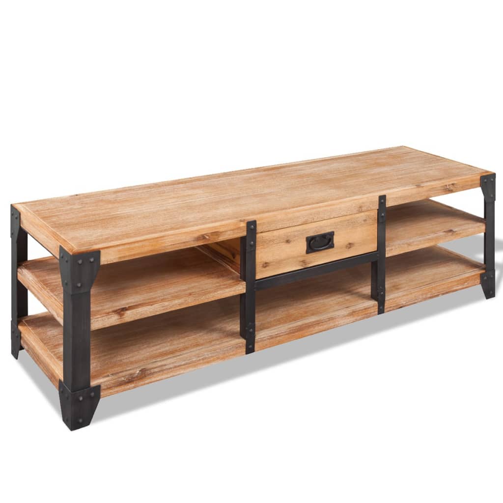 TV-Schrank aus Akazienholz - Lowboard - Fernsehtisch - TV-Tisch - mit Schublade