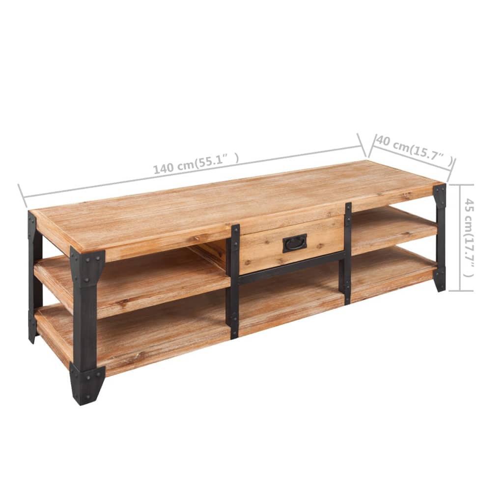 TV-Schrank aus Akazienholz - Lowboard - Fernsehtisch - TV-Tisch - mit Schublade