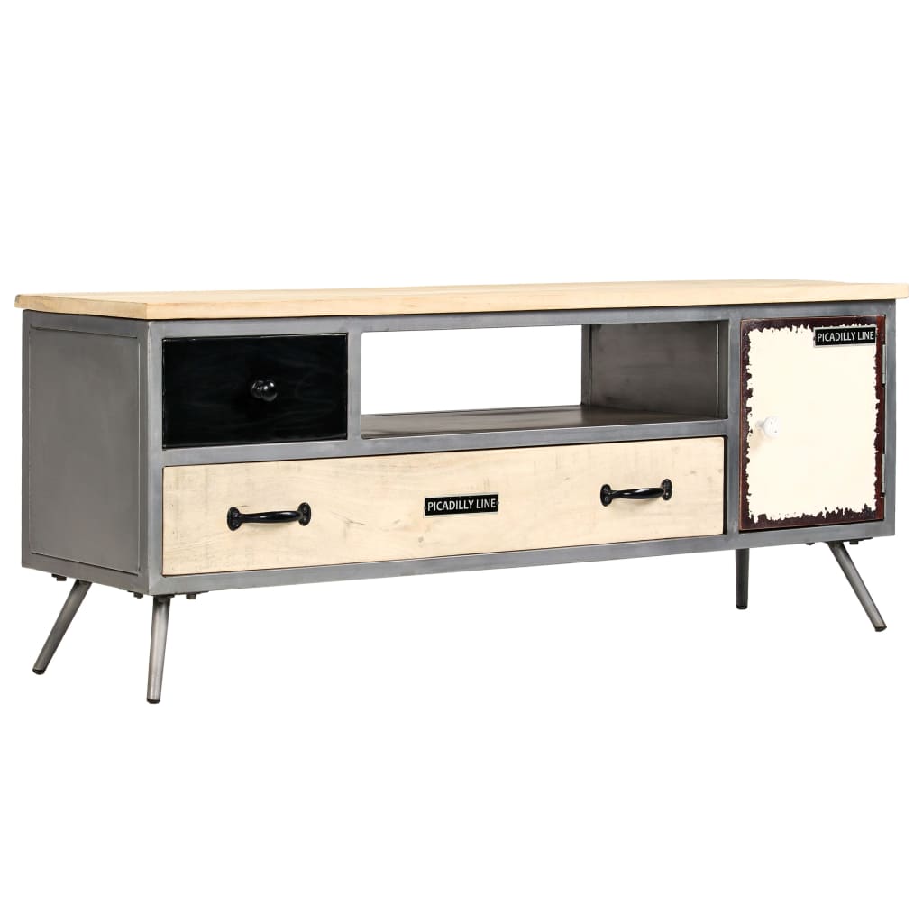 TV-Schrank aus Mangoholz - Mid-Century - Lowboard - Fernsehschrank - Media Möbel