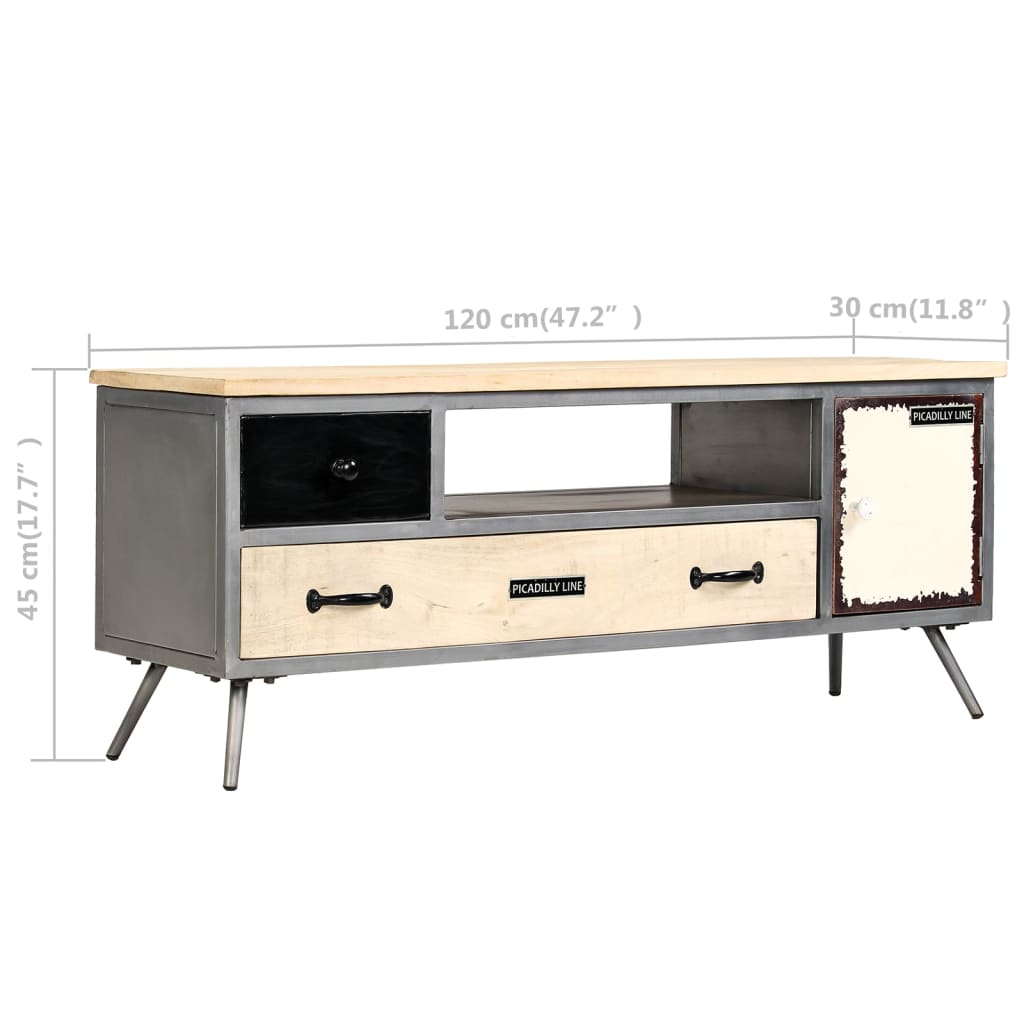 TV-Schrank aus Mangoholz - Mid-Century - Lowboard - Fernsehschrank - Media Möbel