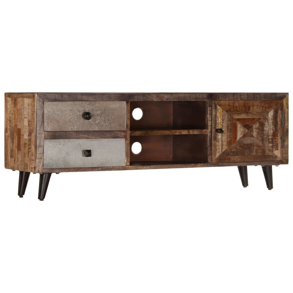 Mangoholz-TV-Lowboard im handgefertigten Stil - TV-Sideboard - 118 x 30 x 40 cm