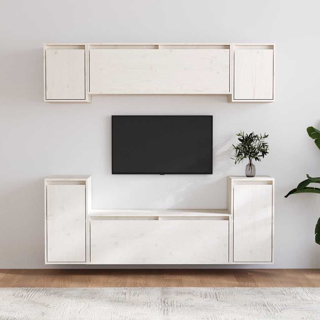 Dekoratives TV-Wandschrank-Set aus Kiefernholz – 6-teilig, trendig und praktisch