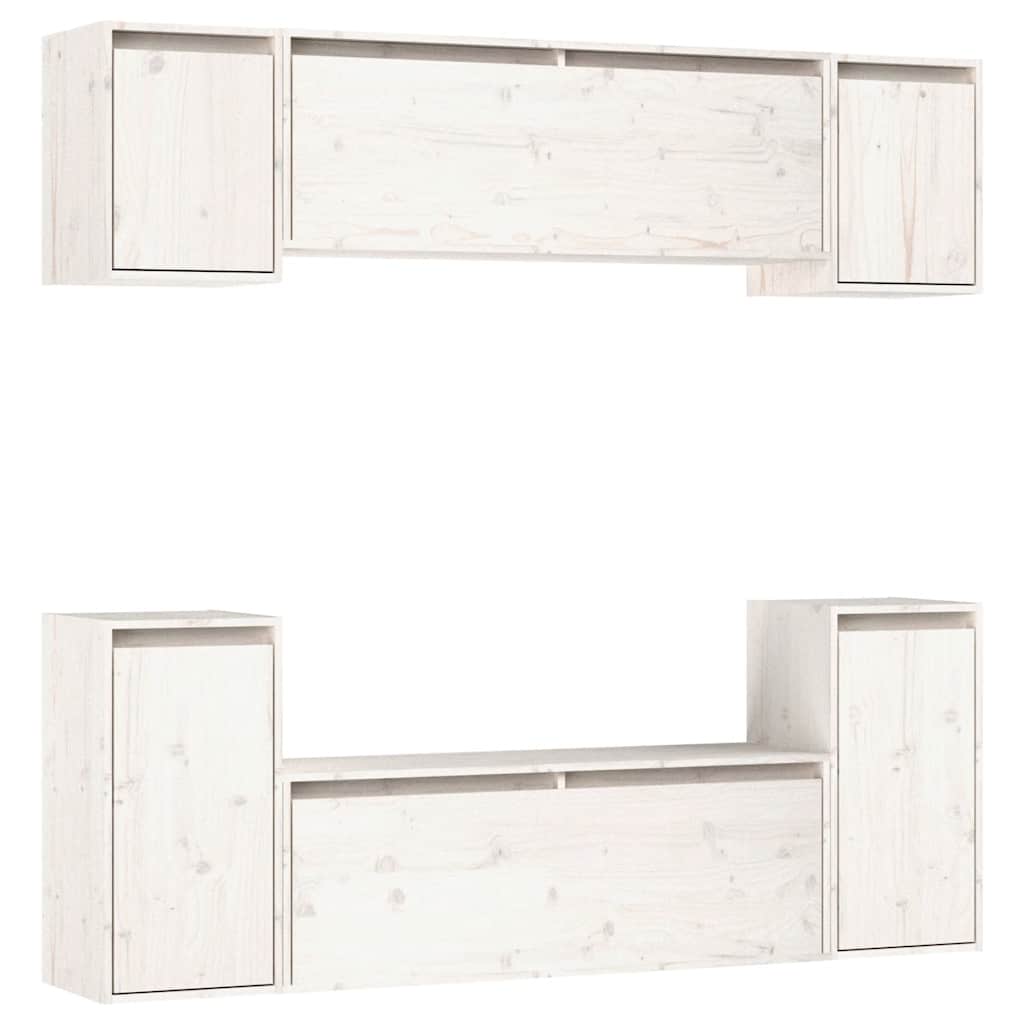 Dekoratives TV-Wandschrank-Set aus Kiefernholz – 6-teilig, trendig und praktisch