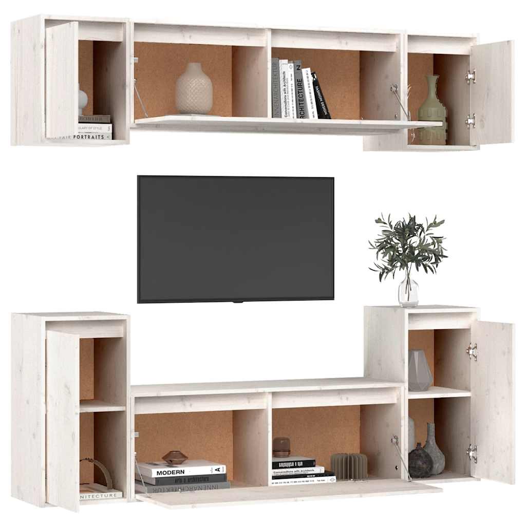 Dekoratives TV-Wandschrank-Set aus Kiefernholz – 6-teilig, trendig und praktisch
