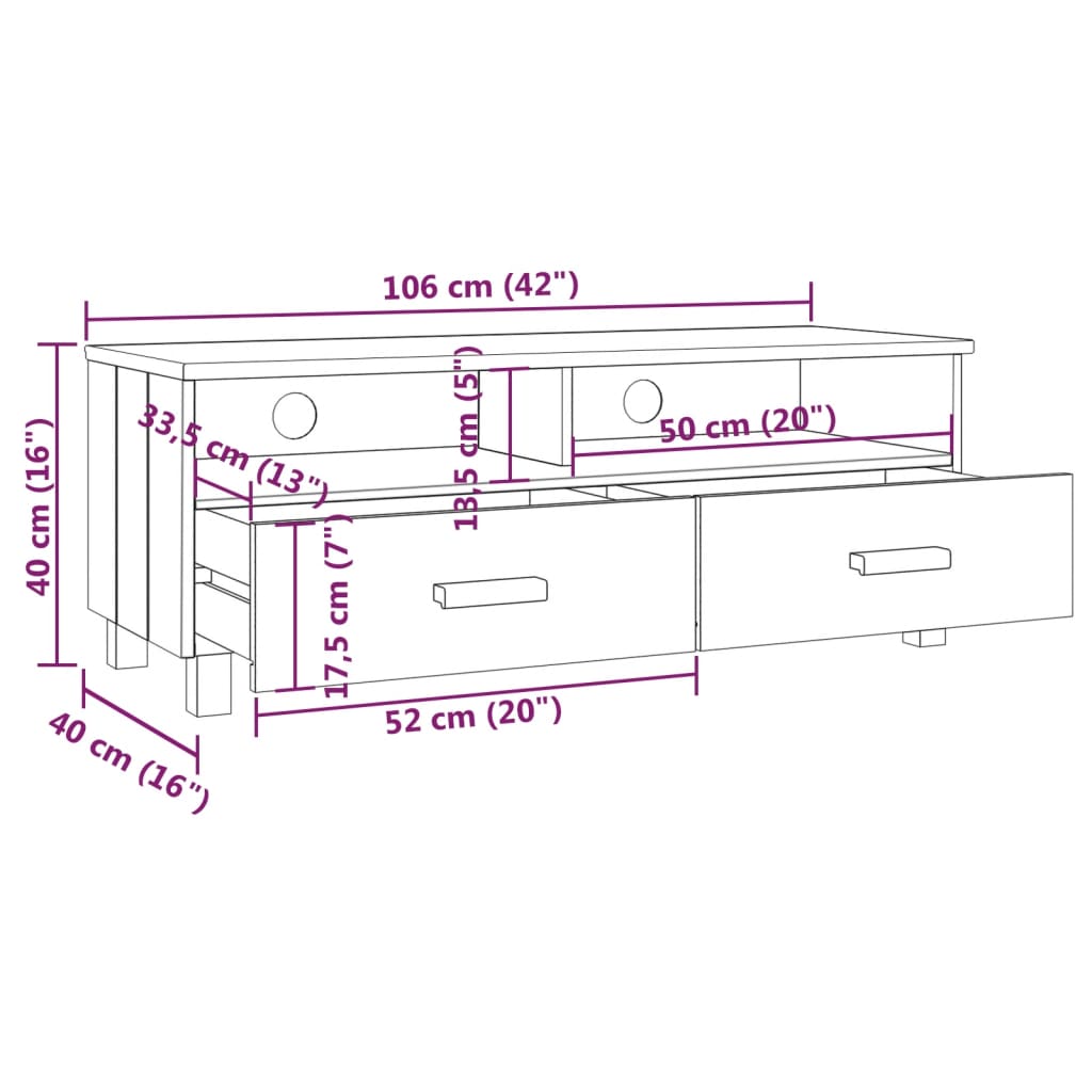 TV-Schrank - Lowboard - Fernsehschrank - Schrank HAMAR - Sideboard - 106 cm