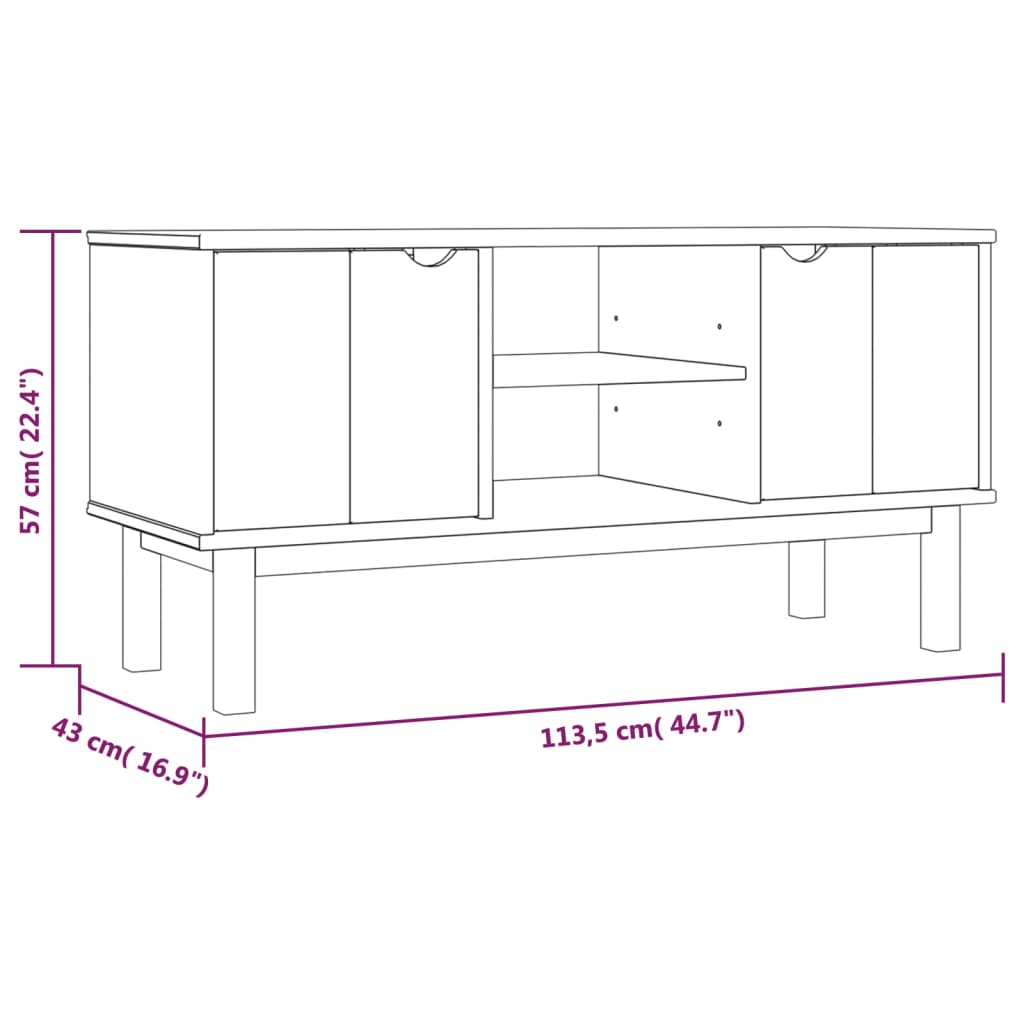 Skandinavischer TV-Schrank - Lowboard - Fernsehschrank - Mediaschrank - 113,5 cm