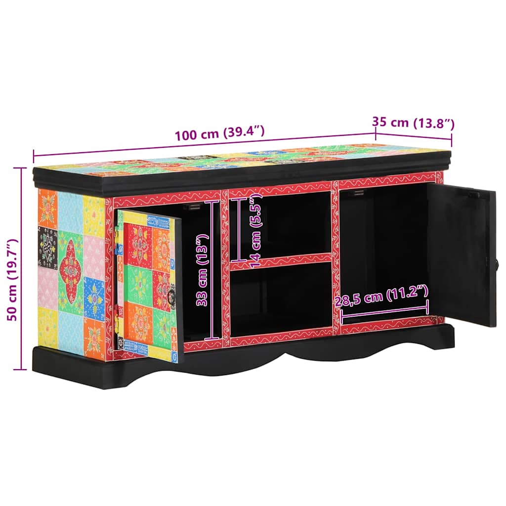 Moderner TV-Schrank aus Mangoholz - Lowboard - Fernsehschrank - bunt & stylisch