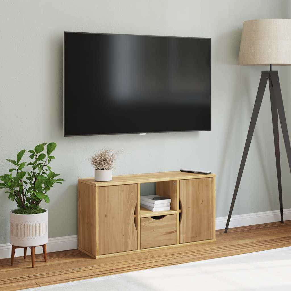TV-Schrank ODDA aus Kiefernholz - Bücherschrank - Lowboard - TV-Schrank - 79 cm