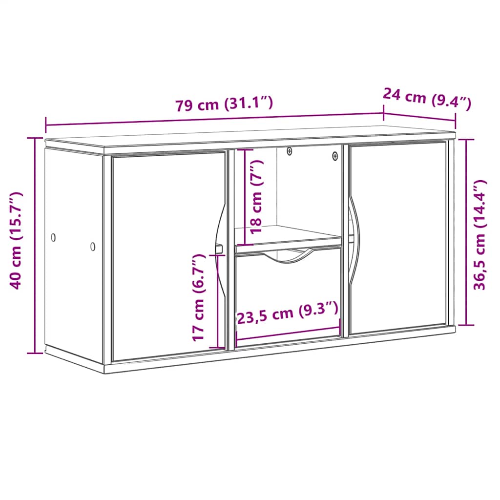 TV-Schrank ODDA aus Kiefernholz - Bücherschrank - Lowboard - TV-Schrank - 79 cm