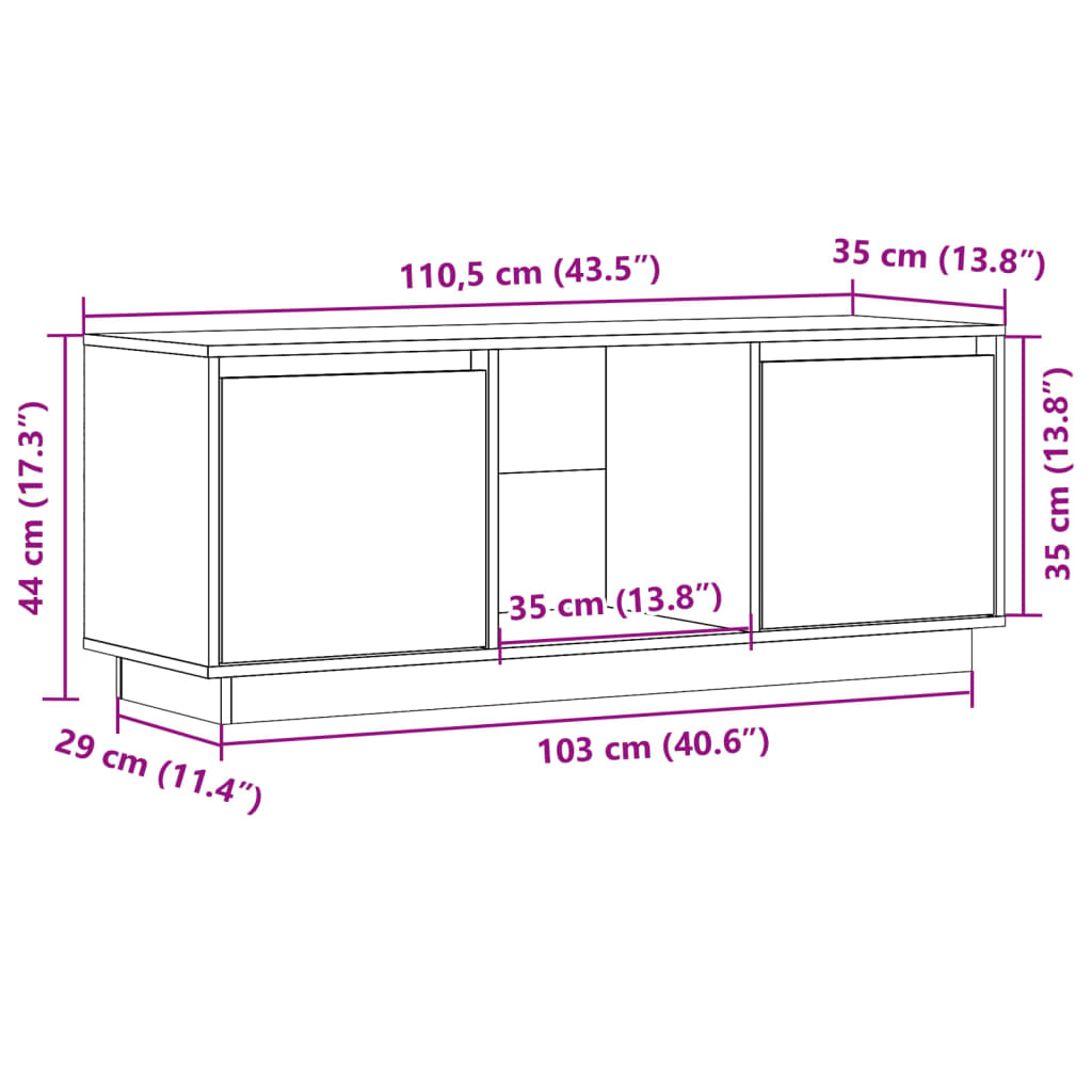 Moderner TV-Schrank aus Kiefernholz - Lowboard - Fernsehschrank - Sideboard
