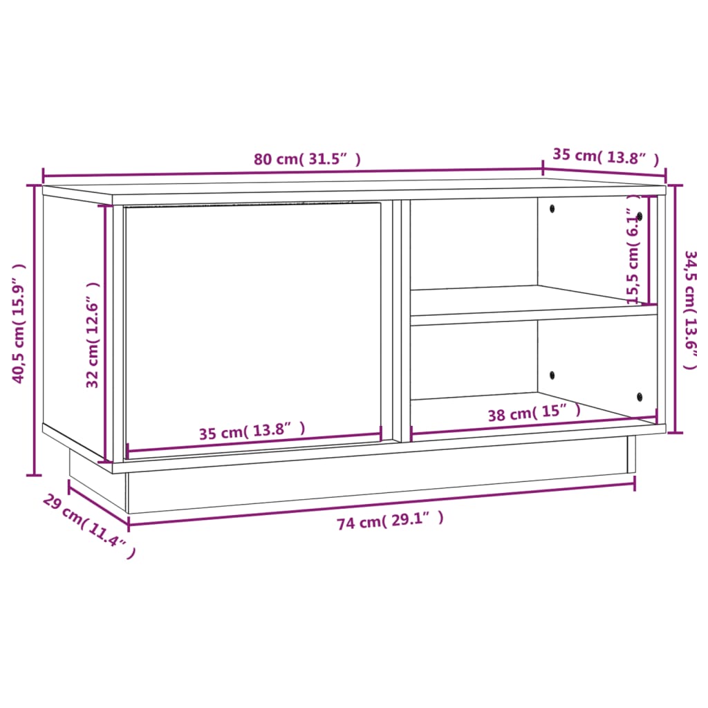 Stabiler Fernsehschrank - Lowboard - Sideboard - TV-Schrank - 80 x 35 x 40,5 cm