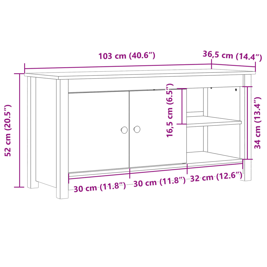 Lowboard aus Kiefernholz - Fernsehtisch - Sideboard - TV-Schrank - Sideboard
