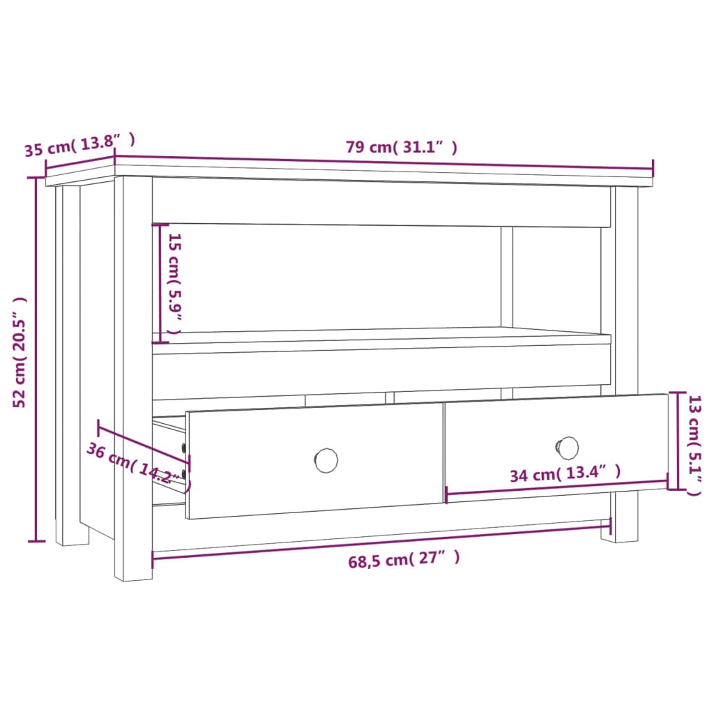TV-Schrank Massivholz Kiefer – Fernsehschrank im Landhaus-Stil - TV-Lowboard
