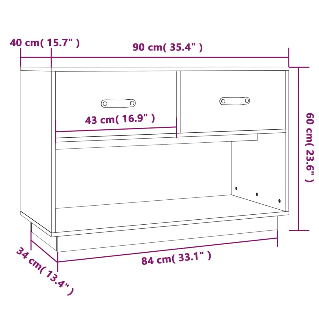 TV-Schrank - TV-Lowboard aus massivem Kiefernholz für Wohnzimmer - TV-Board