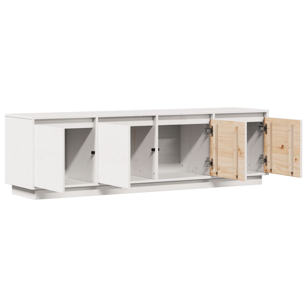 Stilvoller TV-Schrank aus massivem Kiefernholz mit vier Fächern - 156 cm