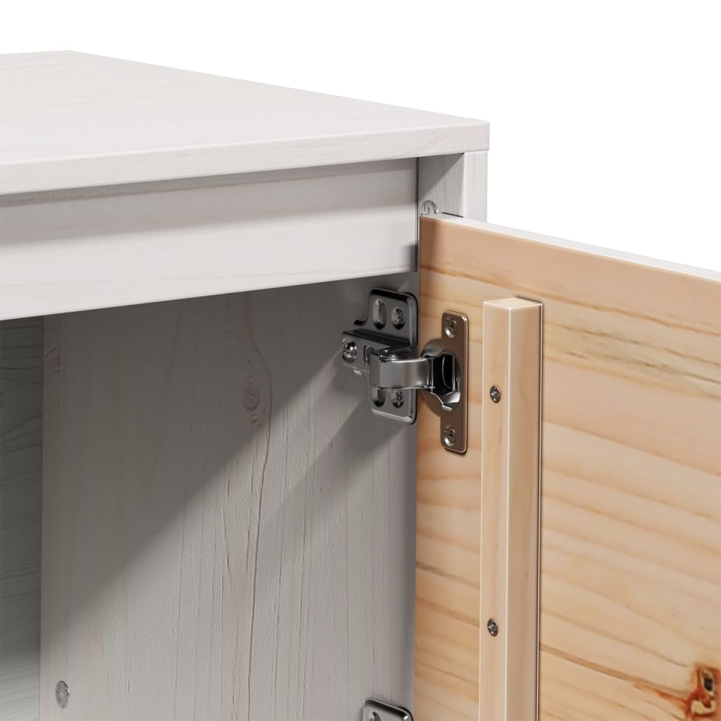 Stilvoller TV-Schrank aus massivem Kiefernholz mit vier Fächern - 156 cm