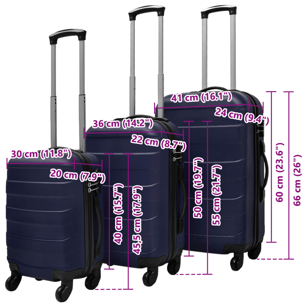 Hartschalen-Trolley-Set 3er – leicht, langlebig, 360°-Rollen, Sicherheitsschloss