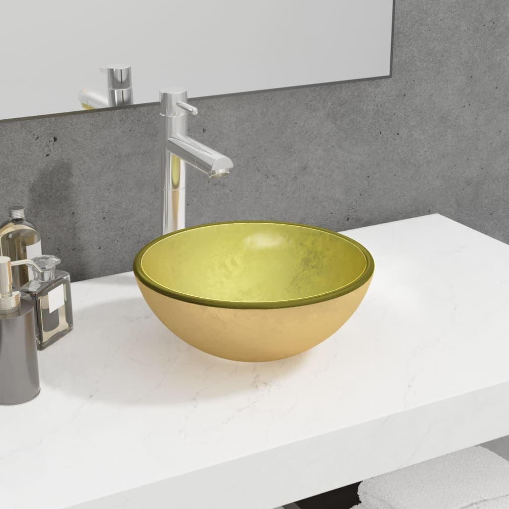 Waschbecken aus Hartglas - Spülbecken - Rund - Aufsatzwaschbecken - Waschschale
