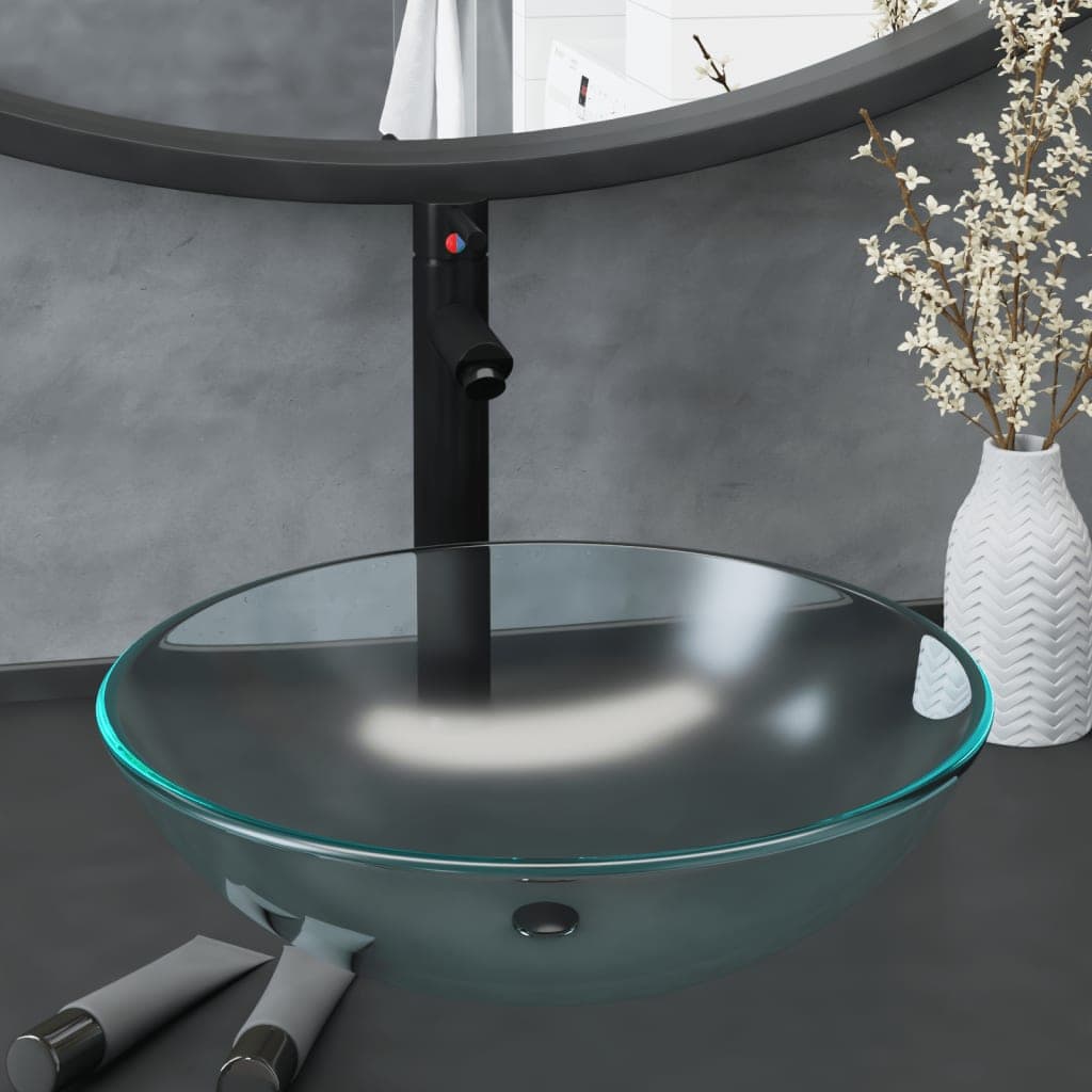 Badezimmer - Waschbecken - Wasserhahn - Ablaufgarnitur - Waschschale - Rund