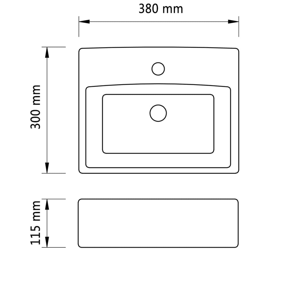 Kl. Keramik Waschbecken mit Hahnloch - quadratisch - Aufbauwaschbecken - Modern
