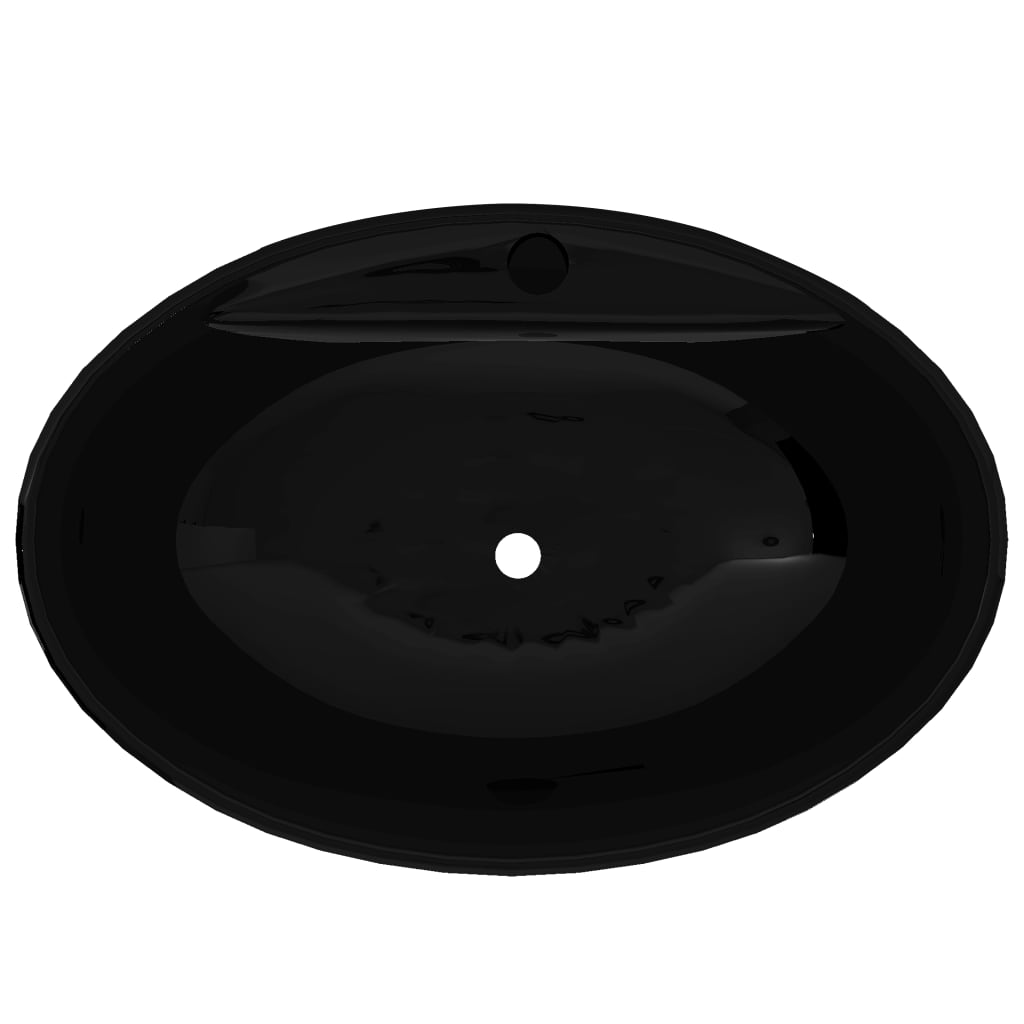 Keramik Waschbecken Hahnloch/Überlaufloch - oval - Handwaschbecken - Aufsatz