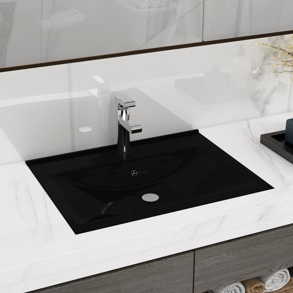 Luxus-Waschbecken - Keramik - Rechteckig - mit Hahnloch - Waschschale - 60x40 cm