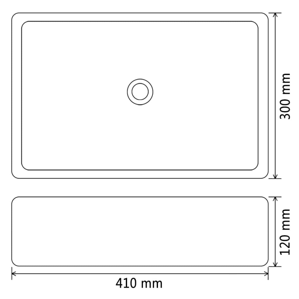 Waschbecken - Eckig - Keramik - Waschtisch - Aufbau - Handwaschbecken - glasiert