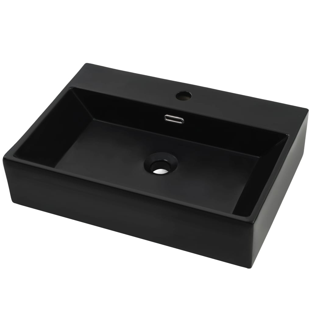 Waschbecken mit Hahnloch - Keramik - Waschtisch - Handwaschbecken - Aufbau - NEU