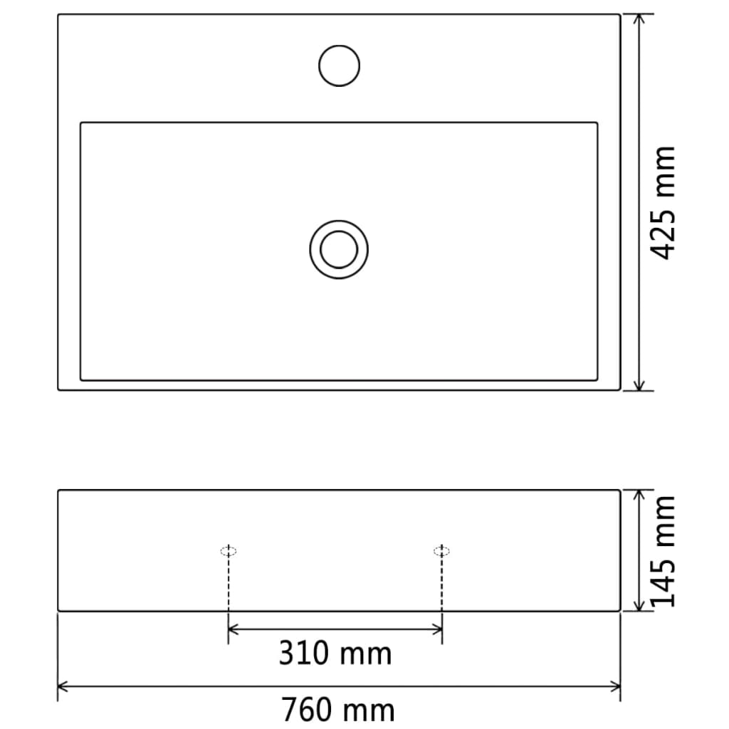 Waschbecken mit Hahnloch - Keramik - Waschtisch - Handwaschbecken - Aufbau - NEU