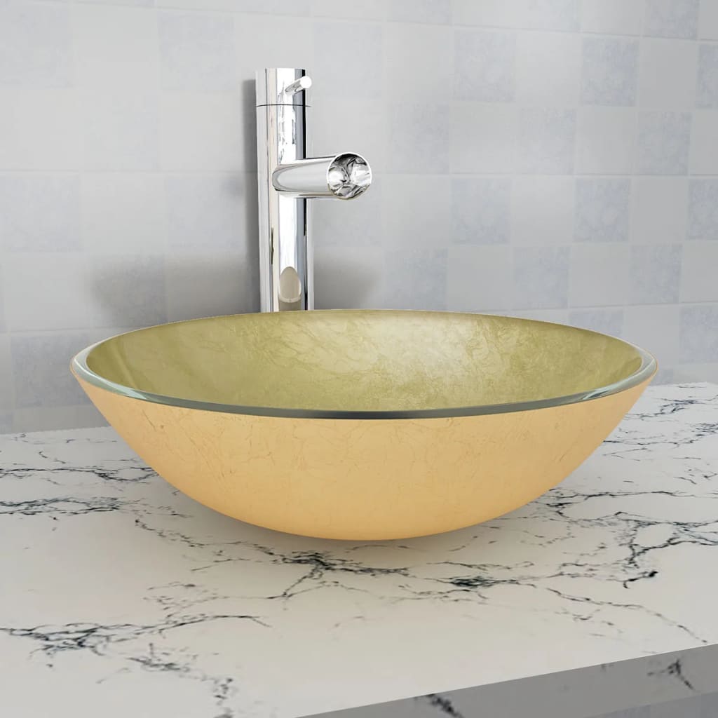 Waschbecken aus Hartglas - Waschtisch - Handwaschbecken - Aufbau - Rund - modern