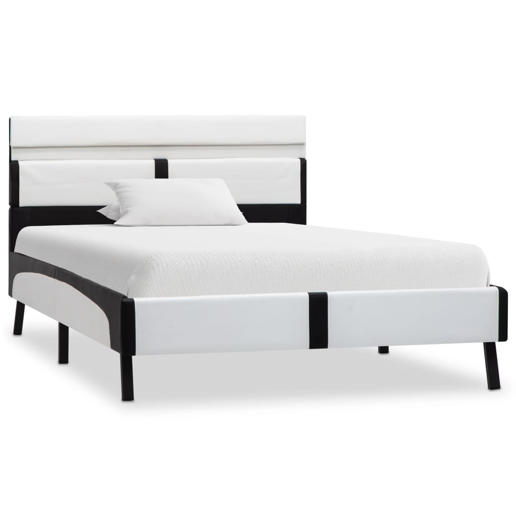 Einzelbett mit LED-Beleuchtung - Bettrahmen - Holzbett - Kunstleder - 90×200 cm